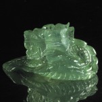 KG-028 Very Nice Hand carved genuine natural Prehnite Dragon Naga gem Gemstone Statue